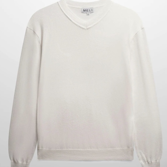 Meli V-Neck Summer White Sweater Size Small - Picture 1 of 5